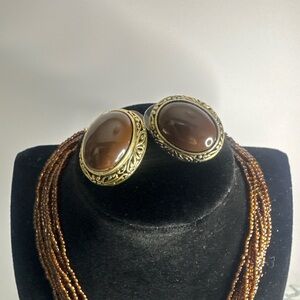 Source Unknown Brown and Gold Earrings